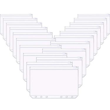 Imagem de Tamanho A6 6 furos para fichário, pastas de plástico com zíper, à prova d'água, 6 furos, zíper, folhas soltas para documentos, cadernos, cartões (60)