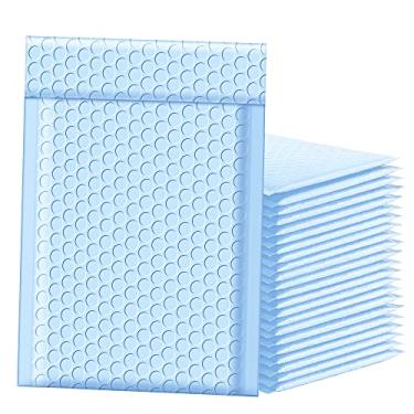 Imagem de Famagic Envelopes de plástico com bolhas de 15 x 25 cm, 25 peças, envelopes acolchoados com bolhas, envelopes de envio, autoselante azul claro #0