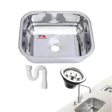 Imagem de Cuba de Embutir Aço Inox 40x34x14 com Válvula e Sifão - tecnocuba