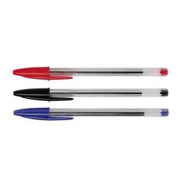 Imagem de kit 3 Cores Canetas  Bic Cristal Dura+ 1.0mm Azul/Preta/Vermelha - 1un