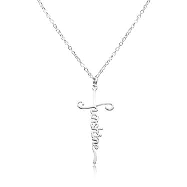 Imagem de Yooborn Colar com cruz Sunshine Christ Faith, joia de aço inoxidável, recortada, letra do sol, pingente de cruz para filha, irmã, melhor amiga, joia religiosa cristã de Jesus para mulheres.