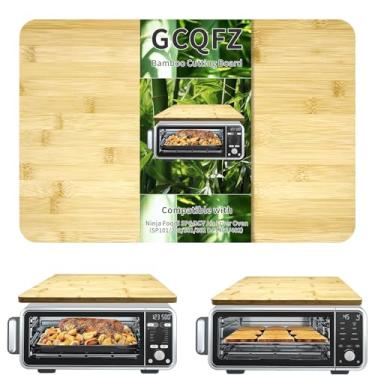 Imagem de GCQFZ Tábua de corte de bambu para fornos de fritadeira de ar Ninja Foodi SP101 SP201 SP301 SP351 DCT401 DCT402, acessórios de forno torradeira de 40 cm × 24,5 cm com pés de silicone para forno de
