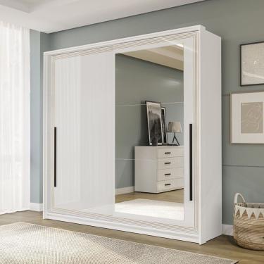 Imagem de Guarda-roupa 2 Portas De Correr E 2 Gavetas Com Espelho Valência Branco
