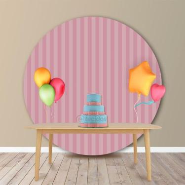 Imagem de Painel Redondo em Jacquard Rosa Envelhecido Listrado - Jacquard Tradic