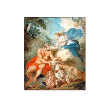 Imagem de Famous Paintings Reprodução, Jean-Honor Fragonard, abstrata em tela para decoração de parede, "Júpiter, Io e Juno" tela moderna para decoração 50 x 65 cm (19 x 26 pol) sem moldura