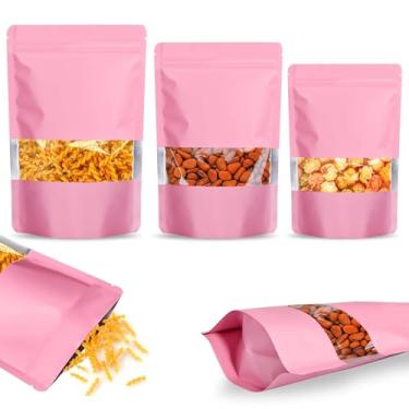 Imagem de 100 peças de sacos à prova de cheiro, sacos de embalagem resseláveis, bolsa de alumínio fosco com janela transparente, bolsa à prova de cheiro selável de 14 x 19 cm para armazenamento de alimentos