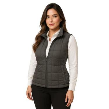 Imagem de Colete Profissional Nylon Forro Zíper Feminino Cinza - FARDAS UNIFORME