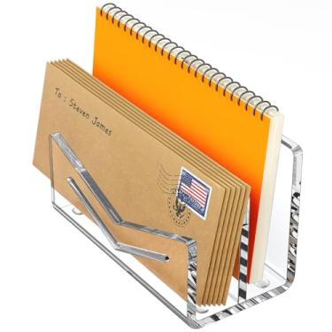 Imagem de Beego Bancada organizadora de envelopes e correios - 2 compartimentos organizador de mesa de acrílico transparente porta-cartas, classificador de arquivos de mesa, suporte de pasta de documentos para