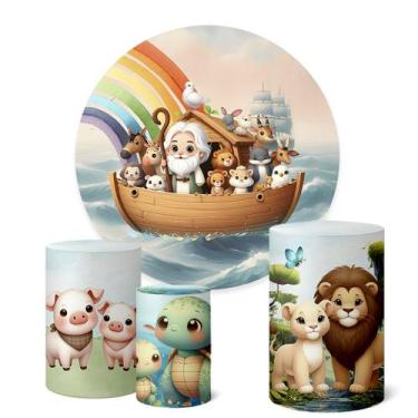 Imagem de Trio Capas Cilindro + Painel Redondo 1,50m Arca De Noé - Fadrix, K1ARC