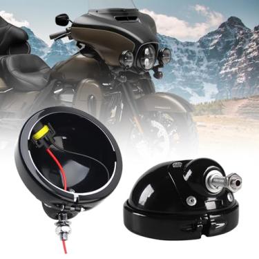 Imagem de SKTYANTS Suporte de anel de montagem de 11,4 cm para lâmpada de luz de passagem de neblina Motocicleta Touring Electra (preto)