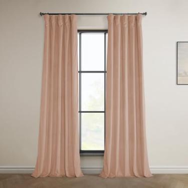 Imagem de HPD Half Price Drapes Cortinas de veludo de pelúcia Heritage para quarto e sala de estar 50 X 108, VPYC-198601-108 (1 painel) Flor de pêssego