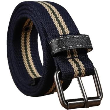Imagem de Cinto De Lona Alongado Para Homens E Mulheres Casual Work Wear, Cinto Retrô, Deep Blue, 120