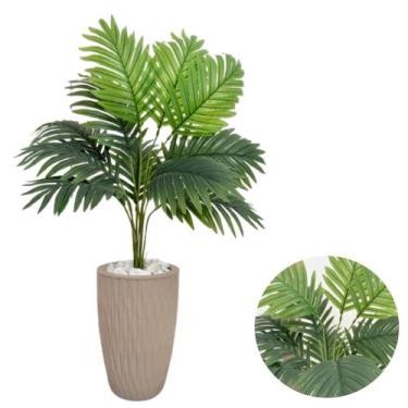 Imagem de Planta Artificial Palmeira Com Vaso Ondulado Cone E Pedras - PlantaImp