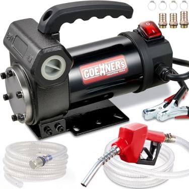 Imagem de Kit de bomba de transferência de gasolina atualizado 15GPM com bocal de desligamento automático, bomba de transferência de combustível autoescorvante de 12 V para diesel, querosene, gasolina, óleo de