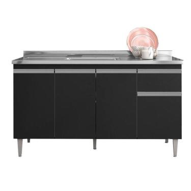 Imagem de Balcão De Pia Tatiane 145 Cm Preto Fosco - Ajl