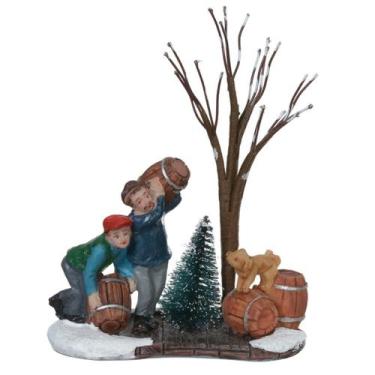 Imagem de Cenário Vila Natalina Trabalhadores Em Resina Com Barril - Florarte