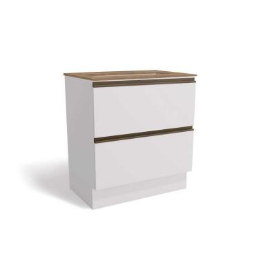 Imagem de Gabinete de Cozinha Modulado Balcão Maxxi G755 p/Cooktop 2 Gavetas c/Tampo 80cm Branco/Nogal - Kappesberg