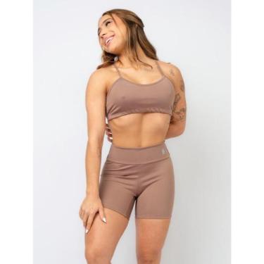 Imagem de Conjunto Fitness Top Alça e Short Legging Blackout Cós Alto Feminino L