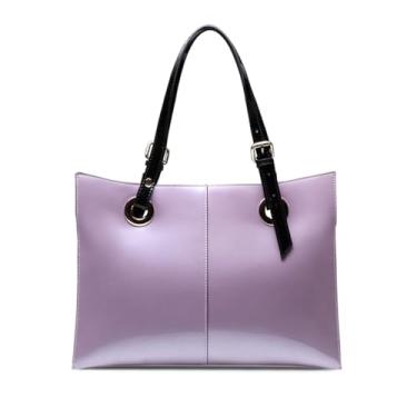 Imagem de FEIMINA Bolsa de couro com zíper - Bolsa clutch de grande capacidade - Bolsa simples para deslocamento para o trabalho, compras, viagens, Sonho roxo lavanda, Large