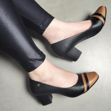 Imagem de Sapato Conforto Firezzi Scarpin Salto Baixo 239503, 37, Preto