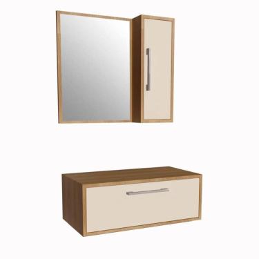 Imagem de Armario Gabinete Suspenso Espelheira Alice Mel Arenas 80cm para Banheiro Com 1 Porta Sem Cuba