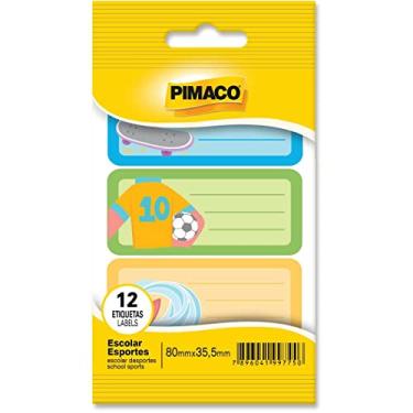 Imagem de Etiqueta Escolar Decorada, Pimaco, Esportes, 80x35,5mm, 12 Etiquetas