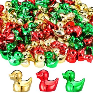 Imagem de Blueweenly 100 peças de mini figuras de pato brilhantes coloridas galvanizadas estátua de pato decoração de micro jardim paisagem aquário decoração de bolo de esconde-esconde pingentes DIY para