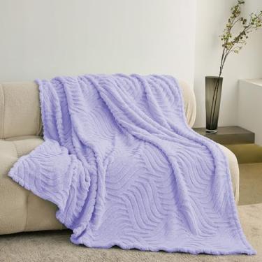 Imagem de KORBLISS Cobertor de lã para sofá, cama, TV, festa e presente - Cobertores decorativos Jacquard 3D - Cobertor de flanela macio e felpudo aconchegante, todas as estações, 127 x 152 cm, azul-claro - 1