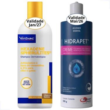Imagem de Kit Shampoo Hexadene Spherulites 500ml + Hidrapet Creme 500g - Agener 