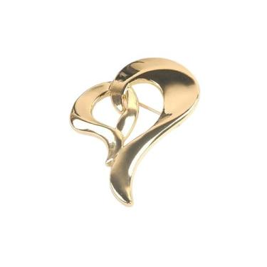 Imagem de Broche de metal de coração para mulheres e homens broche de lapela dourado estilo moderno vestido terno broches cachecol clipe acessórios minimalista declaração de amor aniversário de casamento namoro