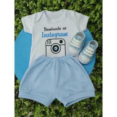 Imagem de Conjunto Calce Facil Com Body E Short Bebe Menino Mêsversario Estampad