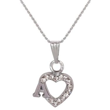 Imagem de Touchstone Bollywood indiano feito à mão com letra do nome do alfabeto amor expressivo strass branco designer joia grossa fofa corrente elegante pingente em tom prata para mulheres, Metal, Sem Pedra