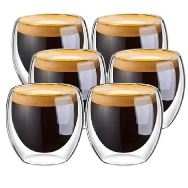 Imagem de Kit 6 Copos 80ml De Vidro Borossilicato Parede Dupla - Mori