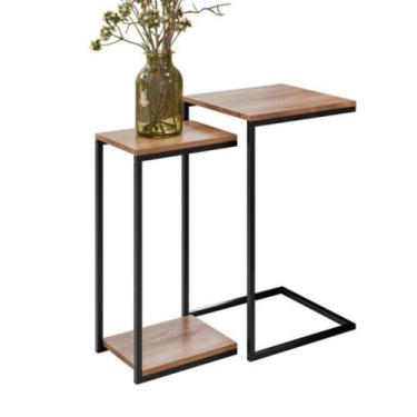 Imagem de Kit Mesa Lateral e Apoio Decorativa Aurora Demolição Preto - Black Hou