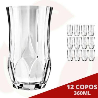 Imagem de 12 Copo Ópera Redondo Transparente 360ML Água Suco Drink Nadir - NADIR
