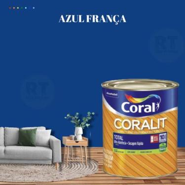 Imagem de Tinta Esmalte Sintético Base Água Cor Azul 800ml Coral Coralit Total Z