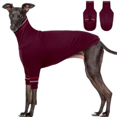 Imagem de OUOBOB Suéter de cachorro Greyhound, casaco de galgo italiano para cães grandes, suéter de malha elástica com gola rolê, macacão térmico Greyhound para clima frio 3GG