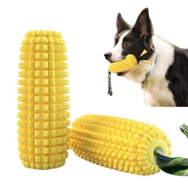 Imagem de Toy Poodle Lady Brinquedos de mastigar cães para mastigadores agressivos – Brinquedo interativo em forma de milho para filhotes de raça média – Brinquedos dentários de borracha resistente para cães
