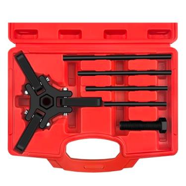 Imagem de WETT Conjunto de extrator de balanceador harmônico, ferramenta extrator de polia de 3 mandíbulas ajustável, acionamento quadrado de 3/20.3 cm, parafuso de pressão, hastes de forçar, remoção de