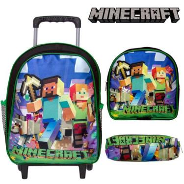 Imagem de Mochila Masculina Escolar Juvenil Grande Minecraft Rodinha - TOYS 2U