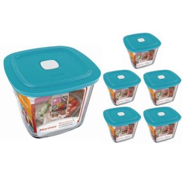 Imagem de Pote De Vidro Marinex Quadrado Alto Facilita C/ Tampa 1L 5Un - NADIR F