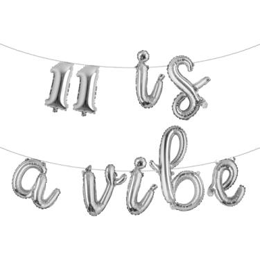 Imagem de Eleven is a Vide Birthday Decor Balloon Banner Groovy 11th Birthday Party Decor Retro Rainbow Balloon Hippie 70s 11th Bday Supplies for Girl Retro Hippie Party (L 11 IS A VIBE Silver)