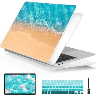 Imagem de Batianda Capa para MacBook Pro de 13 polegadas 2022 M2 Chip e modelo A2338 M1 A2251 A2289 versão 2021 2020, capa rígida com capa de teclado e protetor de tela, praia