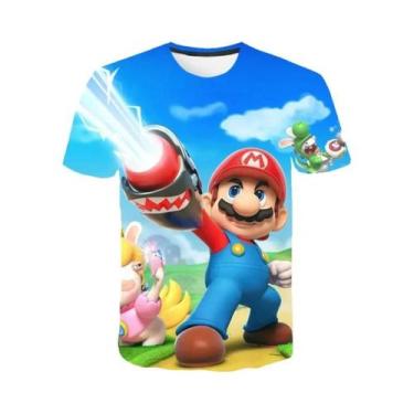Imagem de Camiseta Infantil De Manga Curta Com Desenho Animado Super Mario Drago