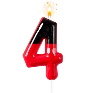 Imagem de JonesLi 4ª Velas de aniversário rosa e pretas para crianças, decorações de 4º aniversário para crianças, enfeite de bolo de rato rosa, decoração de cupcake, para aniversários de crianças, aniversários