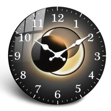 Imagem de JENGRYOE Relógio de parede analógico preto dourado 30,5 cm, relógios de parede silenciosos de madeira, sem tique-taque, relógios de parede fáceis de ler, decorativos, para quarto, cozinha, sala de