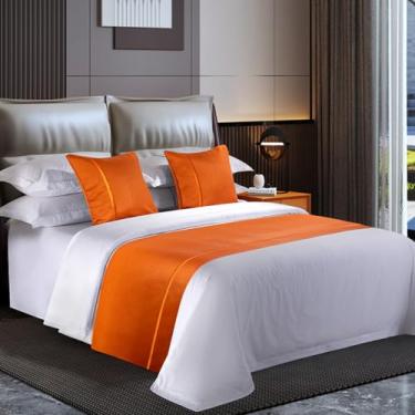 Imagem de Tapete de cama para cama queen king size moderno protetor de cama de alta qualidade capa de cama de luxo para pés da cama corredores de cama para decoração de hotel/casa - laranja||50 x 210 cm (cama