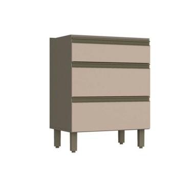 Imagem de Gabinete de Cozinha Modulado Balcão Connect 3 Gavetas s/ Tampo 60cm Duna/Cristal - Henn