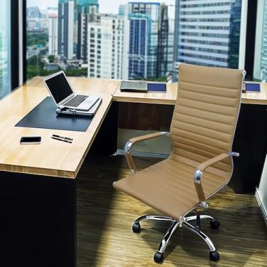 Imagem de Cadeira Eames Esteirinha Presidente Escritório Boston Eames Alta Bege - Lianto Decor