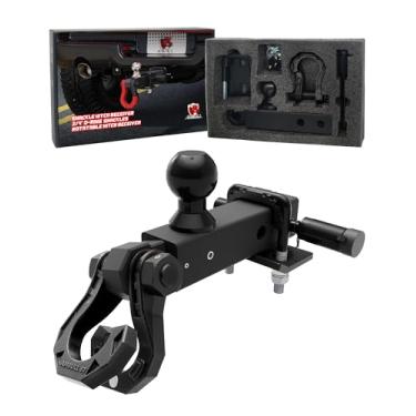 Imagem de AMBULL Recetor de engate de reboque com manilha dividida rotativa e suporte de esfera de 5 cm, manilha dividida com mandíbula de 0,9 cm com suportes de esfera de reboque de 5 cm, engate de recuperação